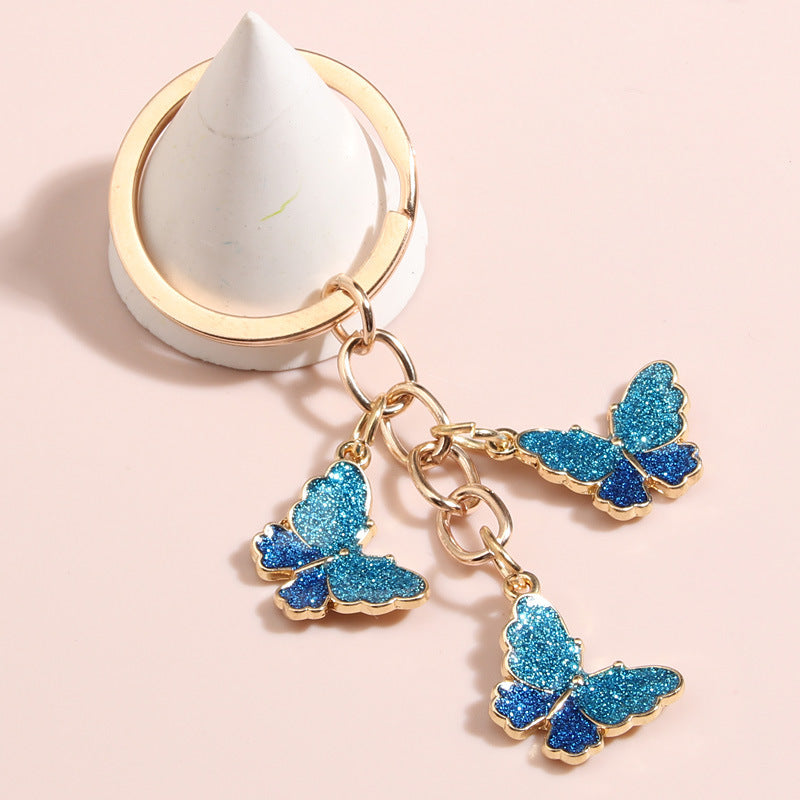 Wholesale Three Color Butterfly Diamond Crystal Metal Keychain